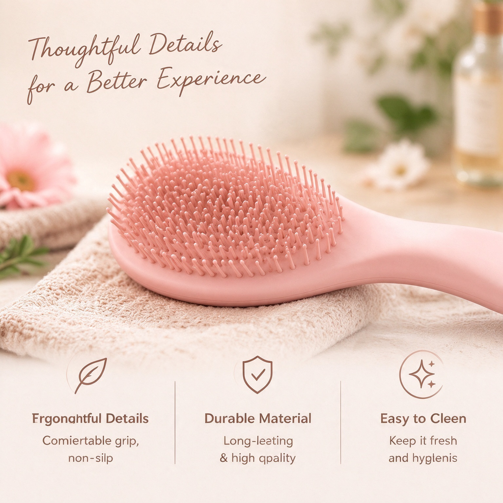 Soft Silicone Hair Brush – Blush Pink