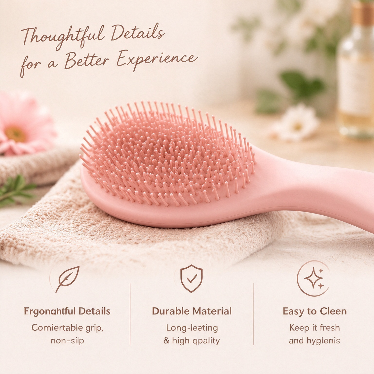 Soft Silicone Hair Brush – Blush Pink