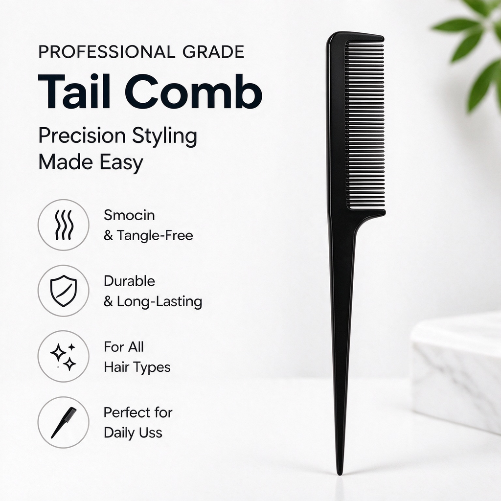 Professional Black Rat Tail Comb – Precision Styling & Sectioning