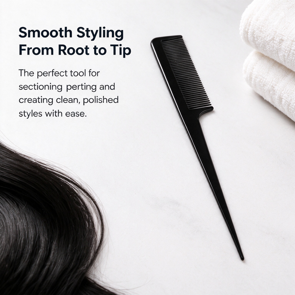Professional Black Rat Tail Comb – Precision Styling & Sectioning