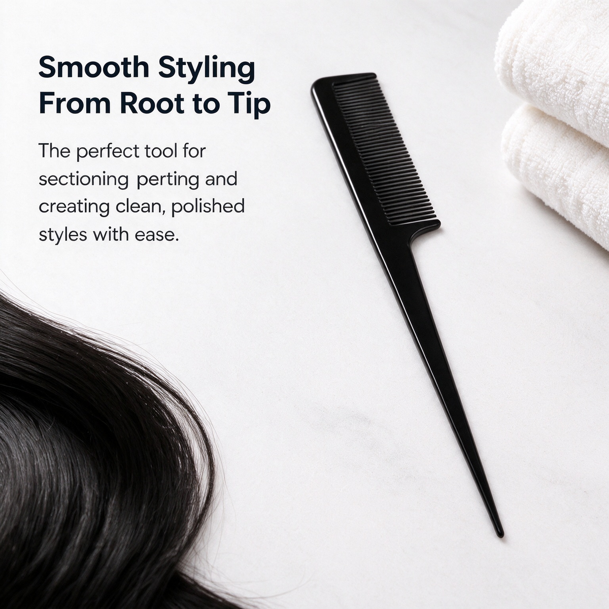 Professional Black Rat Tail Comb – Precision Styling & Sectioning