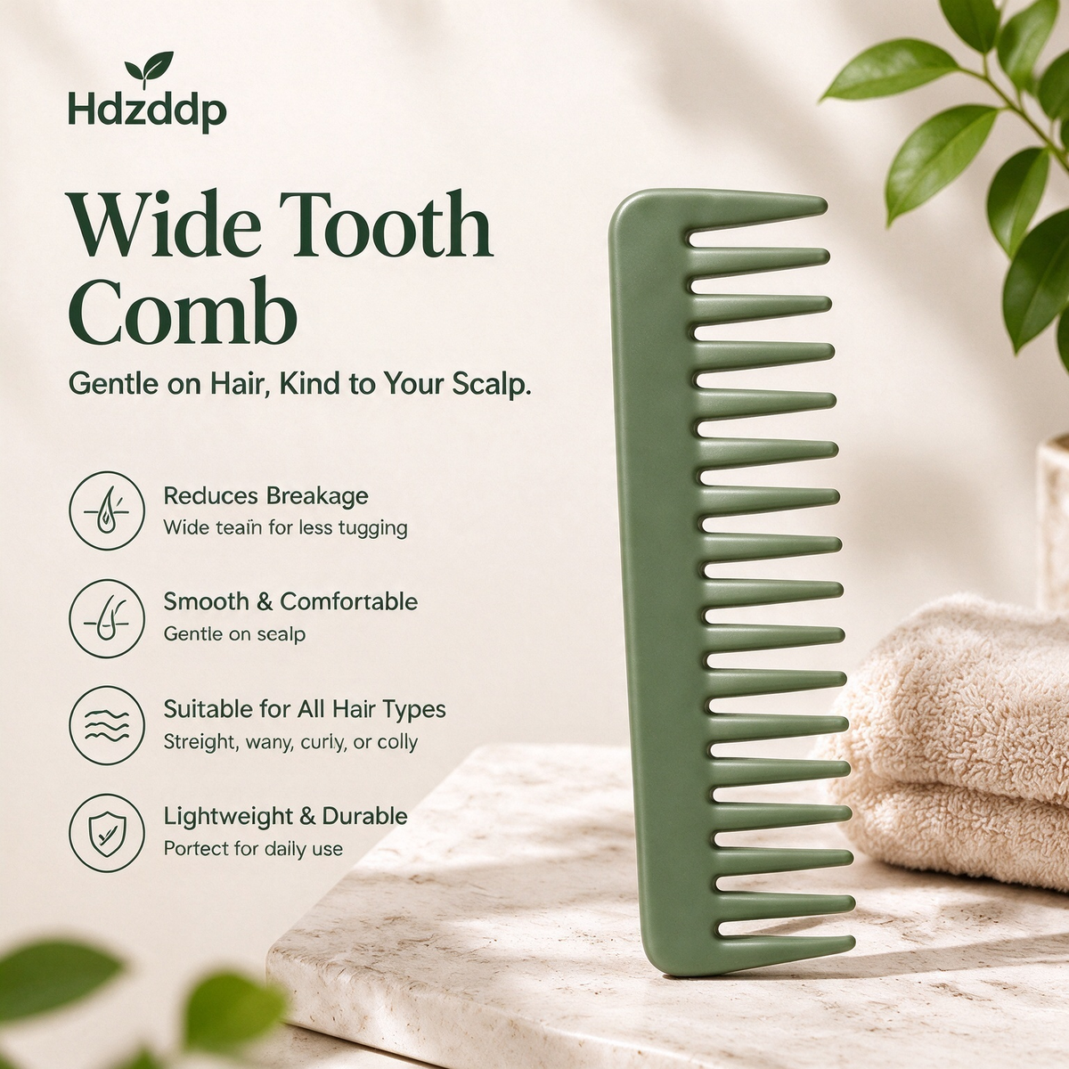 Sage Green Wide-Tooth Comb