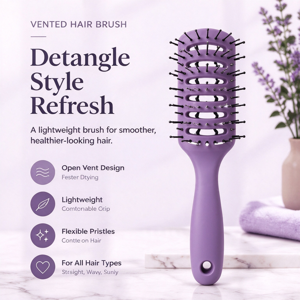 Lavender Vent Brush – Lightweight Detangling Hairbrush