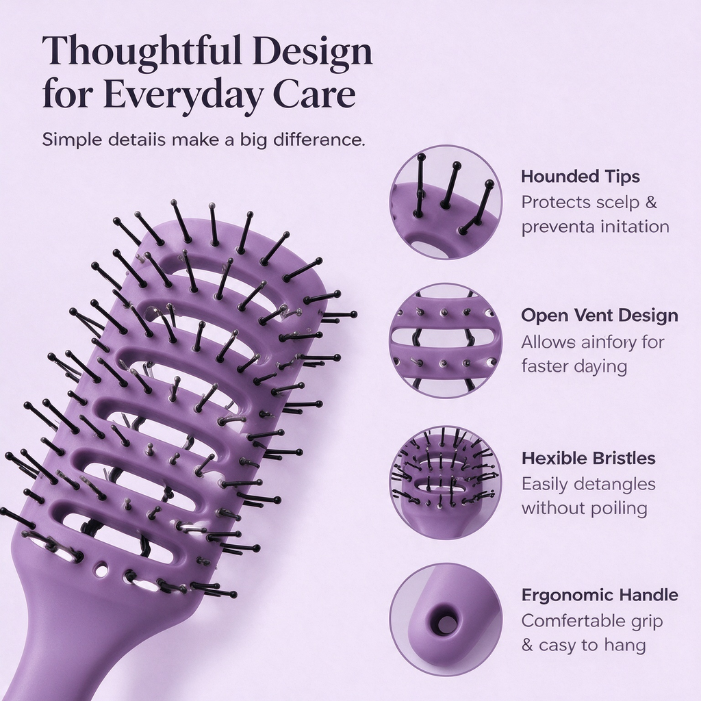 Lavender Vent Brush – Lightweight Detangling Hairbrush