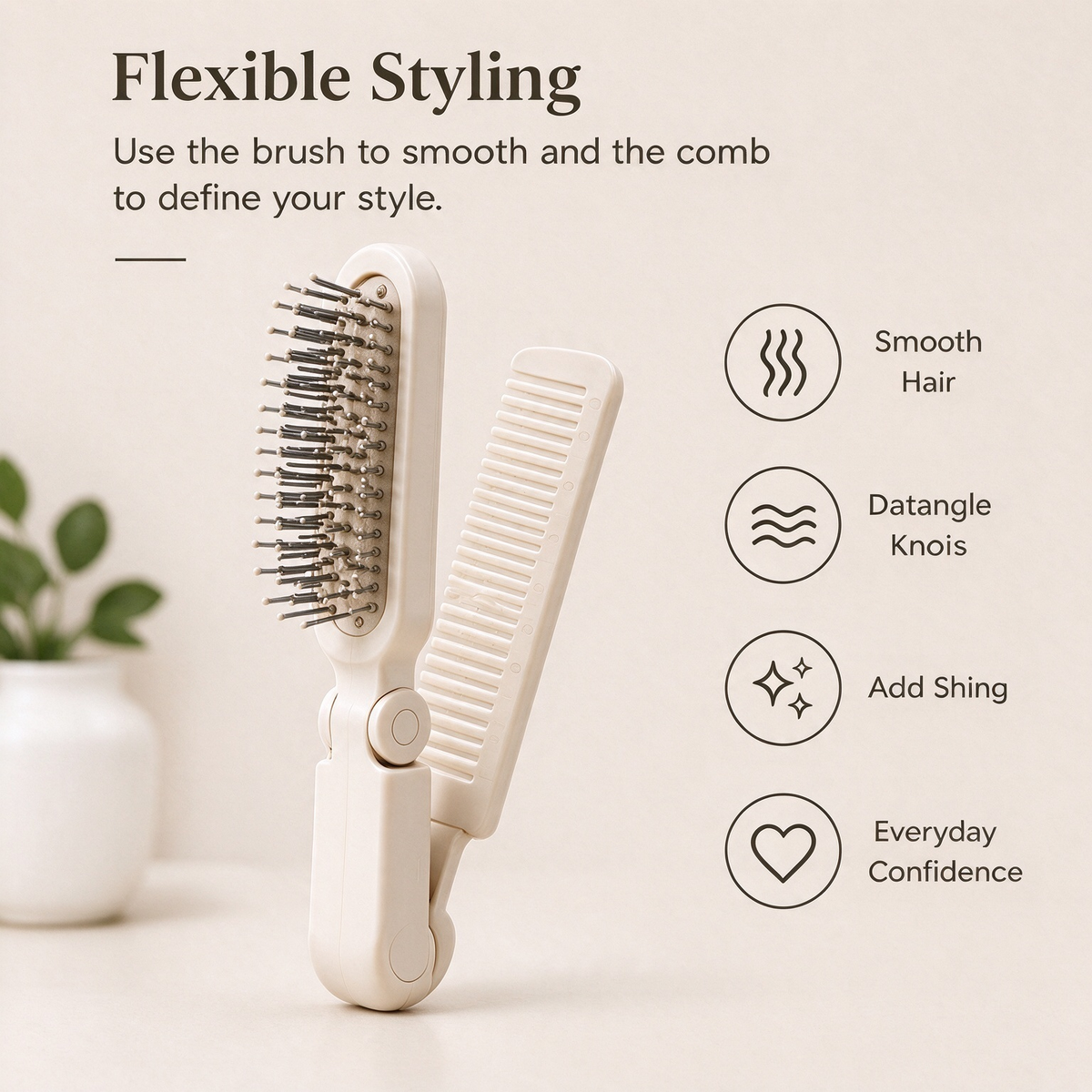 2-in-1 Folding Hair Brush & Comb