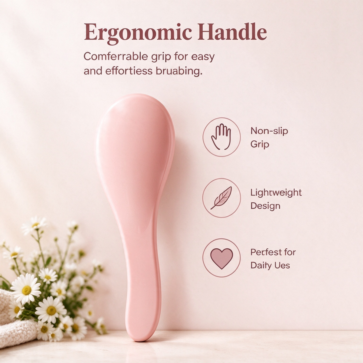 Soft Silicone Hair Brush – Blush Pink