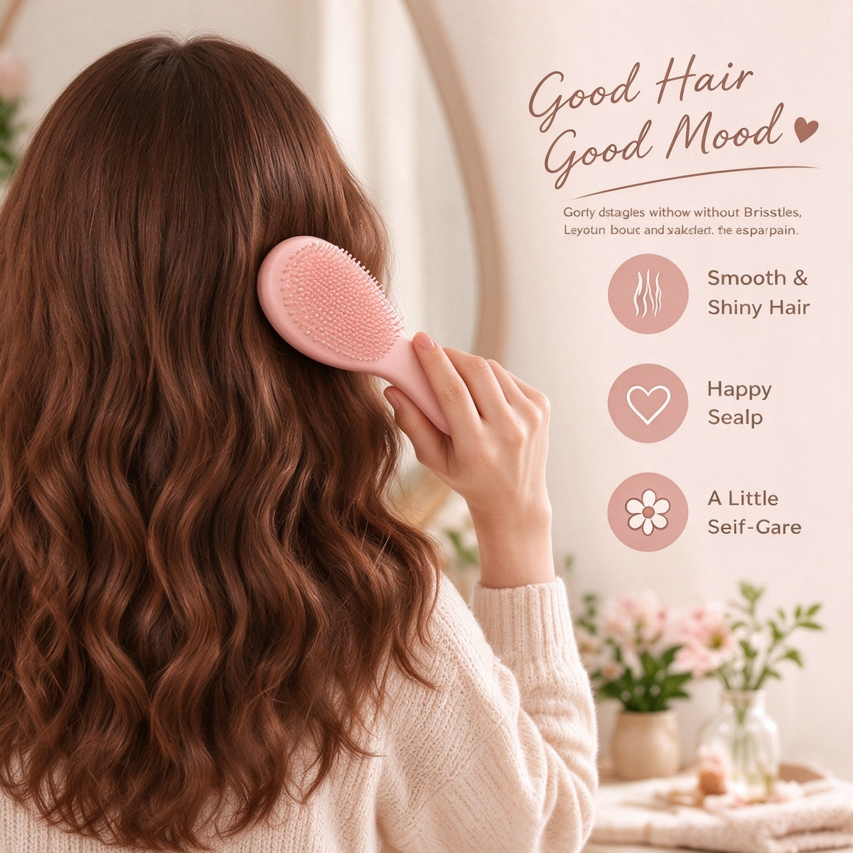 Soft Silicone Hair Brush – Blush Pink